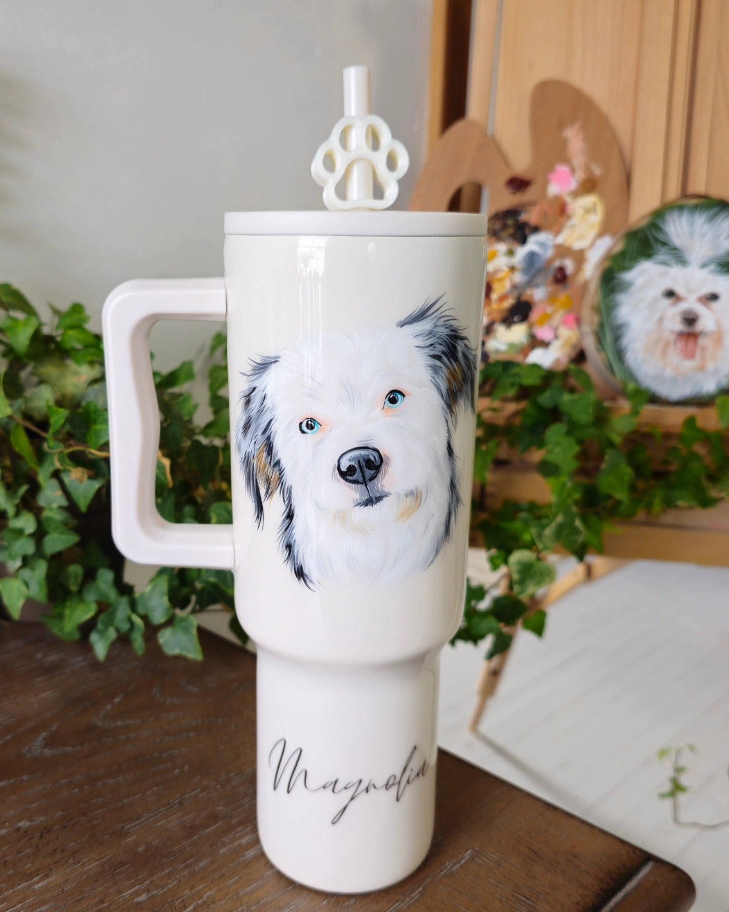Hand Painted Pet Portrait Tumblers SOLD OUT ONLY AVAILABLE ON ETSY