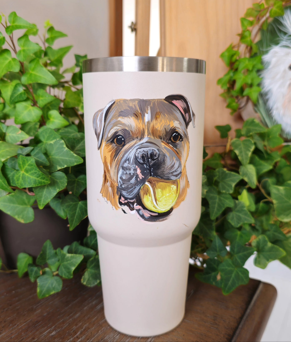 Hand Painted Pet Portrait Tumblers SOLD OUT ONLY AVAILABLE ON ETSY