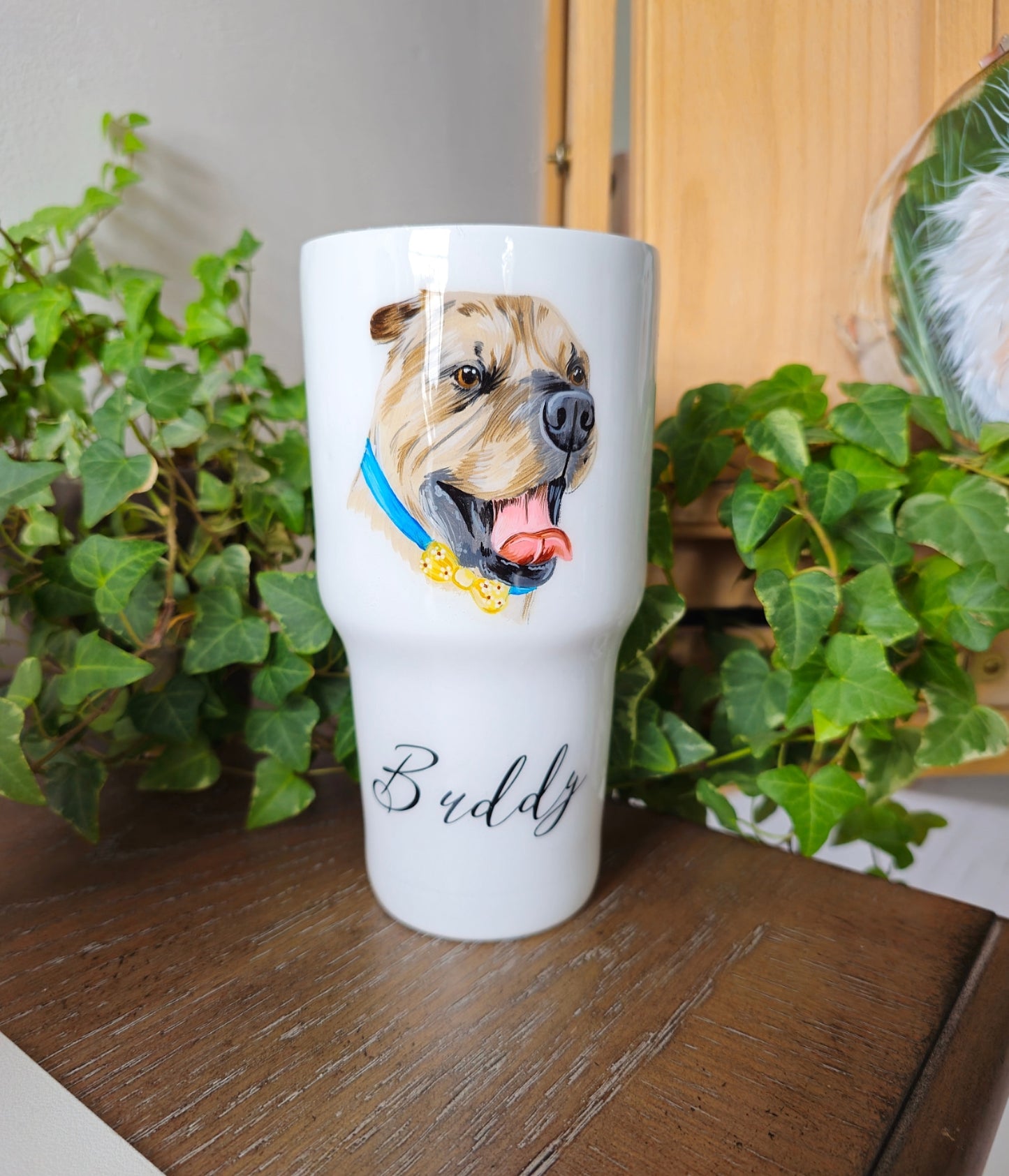 Hand Painted Pet Portrait Tumblers SOLD OUT ONLY AVAILABLE ON ETSY