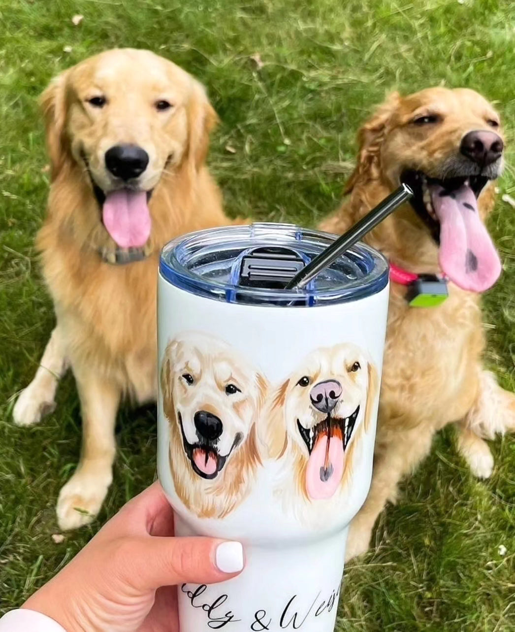 Hand Painted Pet Portrait Tumblers SOLD OUT ONLY AVAILABLE ON ETSY