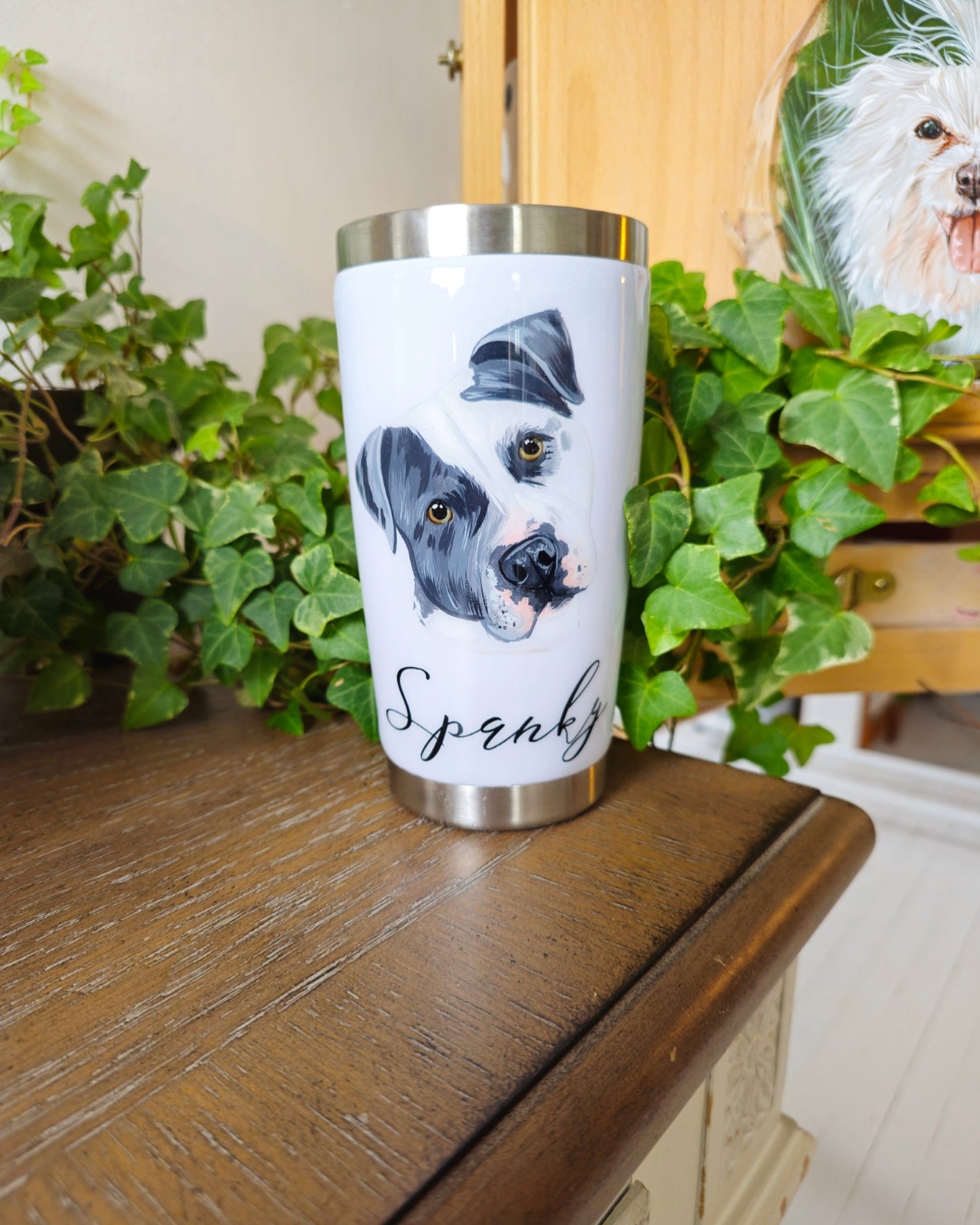 Hand Painted Pet Portrait Tumblers SOLD OUT ONLY AVAILABLE ON ETSY