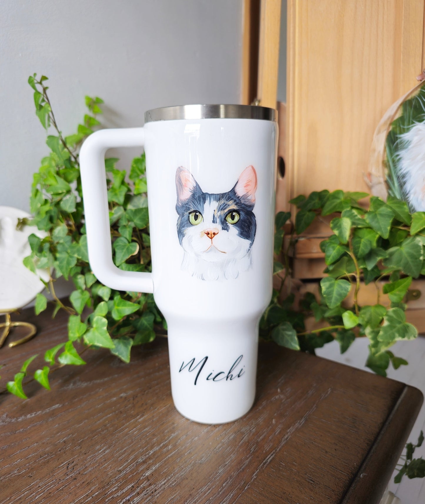 Hand Painted Pet Portrait Tumblers SOLD OUT ONLY AVAILABLE ON ETSY