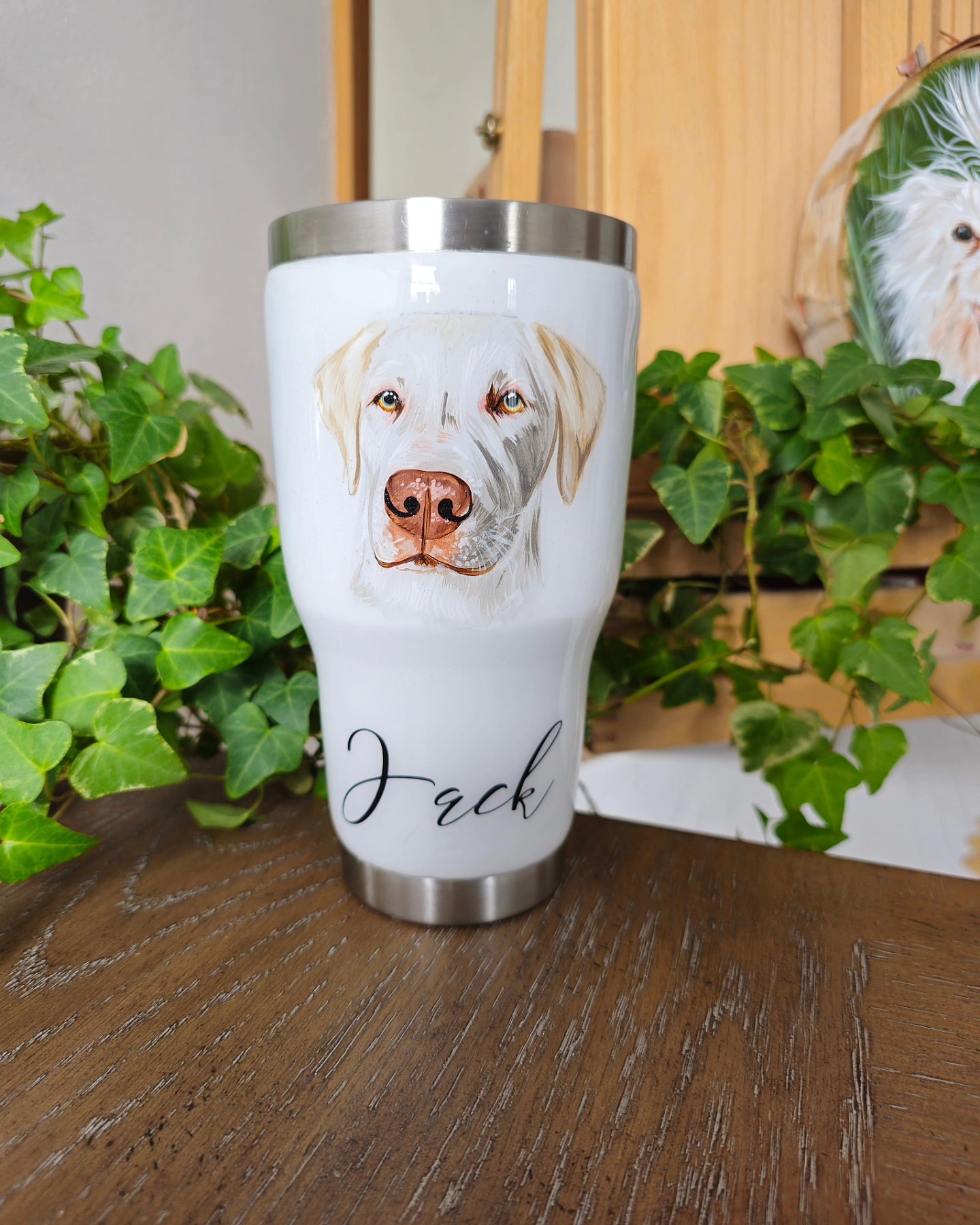 Hand Painted Pet Portrait Tumblers SOLD OUT ONLY AVAILABLE ON ETSY