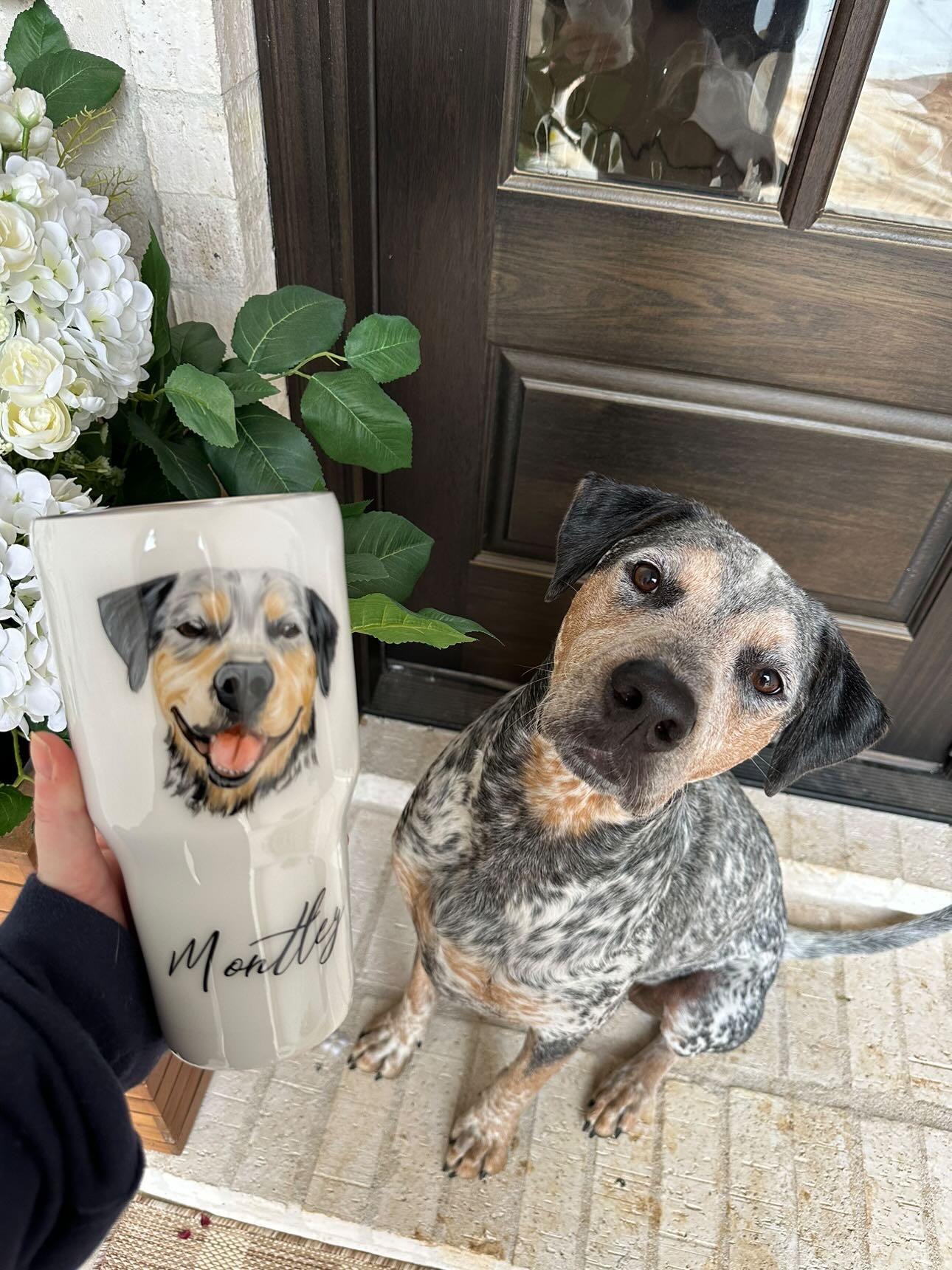 Hand Painted Pet Portrait Tumblers SOLD OUT ONLY AVAILABLE ON ETSY