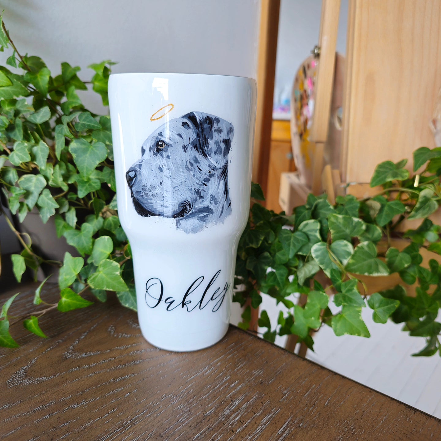 Hand Painted Pet Portrait Tumblers SOLD OUT ONLY AVAILABLE ON ETSY
