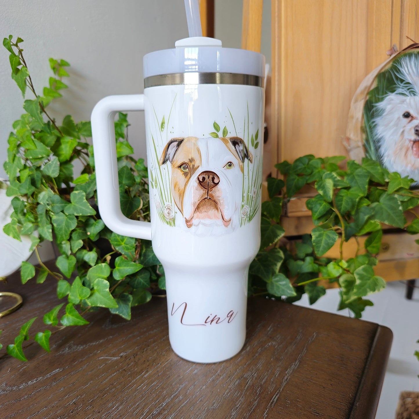 Hand Painted Pet Portrait Tumblers SOLD OUT ONLY AVAILABLE ON ETSY