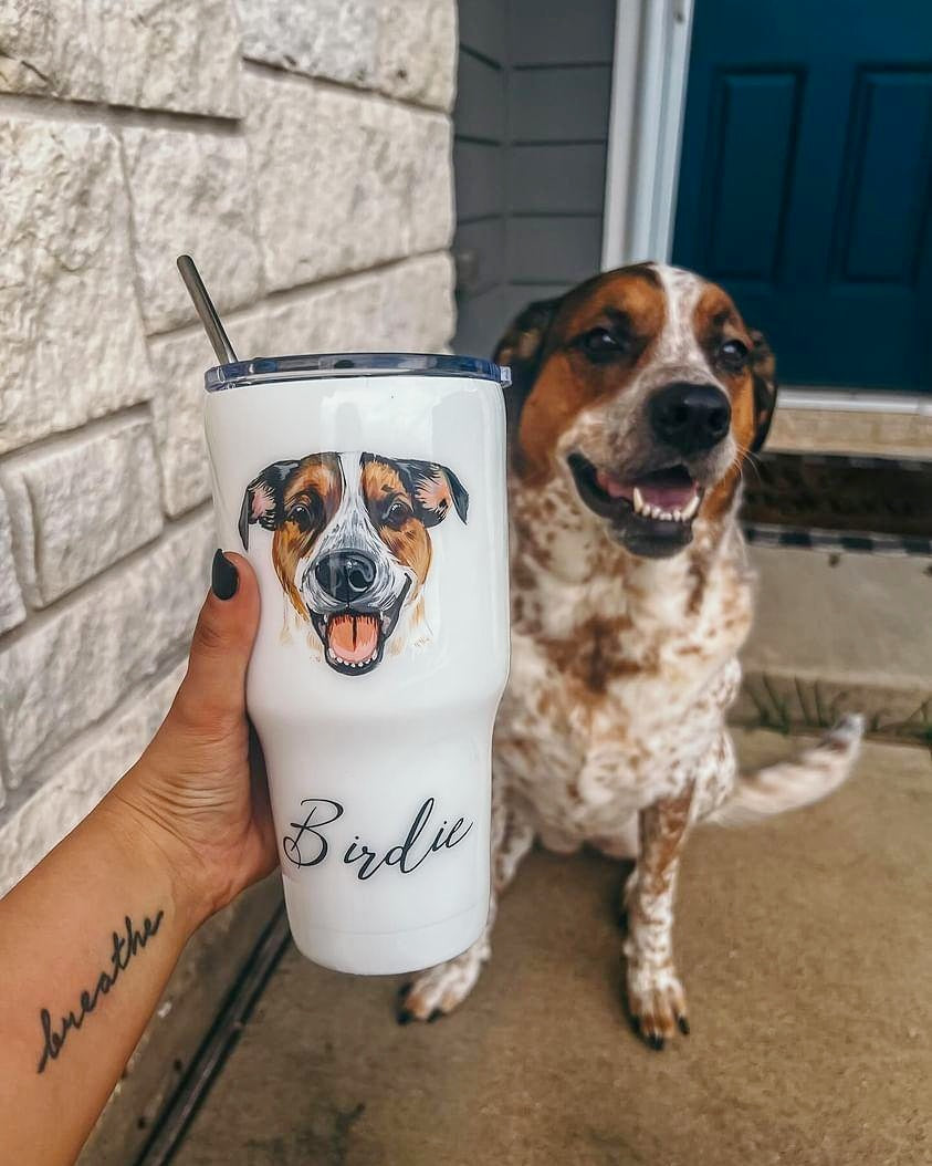 Hand Painted Pet Portrait Tumblers SOLD OUT ONLY AVAILABLE ON ETSY