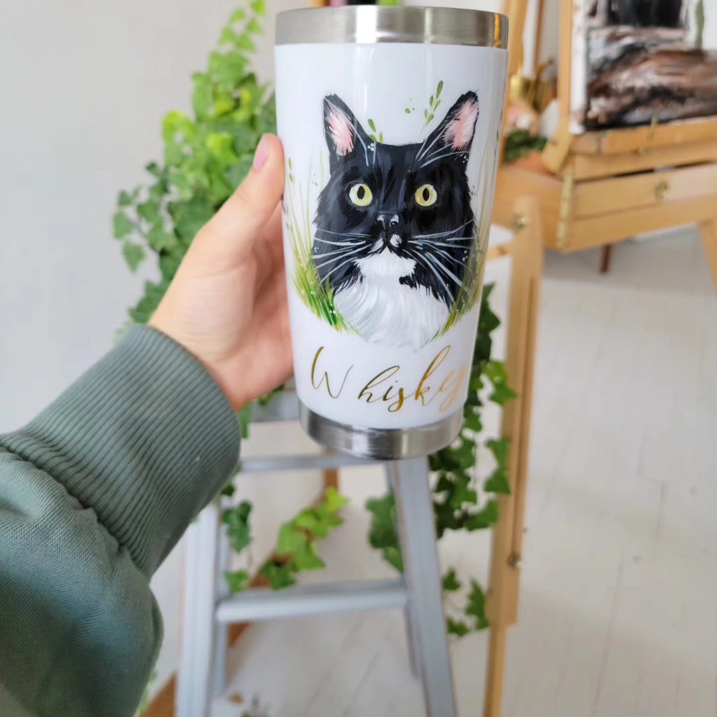 Hand Painted Pet Portrait Tumblers SOLD OUT ONLY AVAILABLE ON ETSY