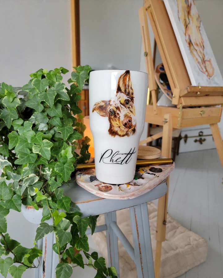 Hand Painted Pet Portrait Tumblers SOLD OUT ONLY AVAILABLE ON ETSY