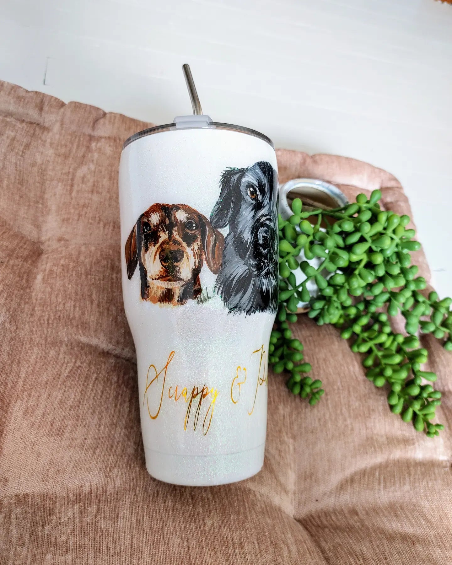 Hand Painted Pet Portrait Tumblers SOLD OUT ONLY AVAILABLE ON ETSY