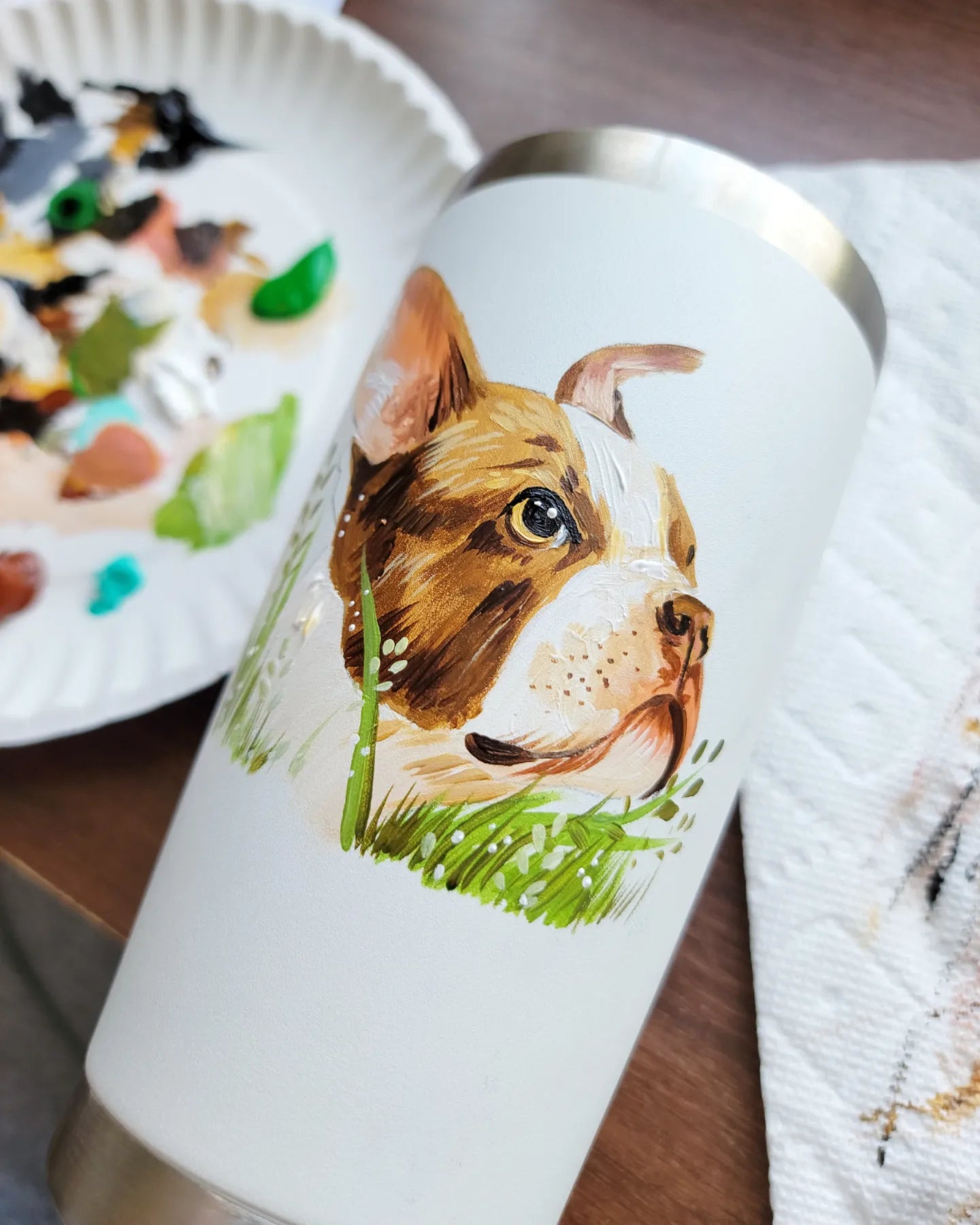 Hand Painted Pet Portrait Tumblers SOLD OUT ONLY AVAILABLE ON ETSY