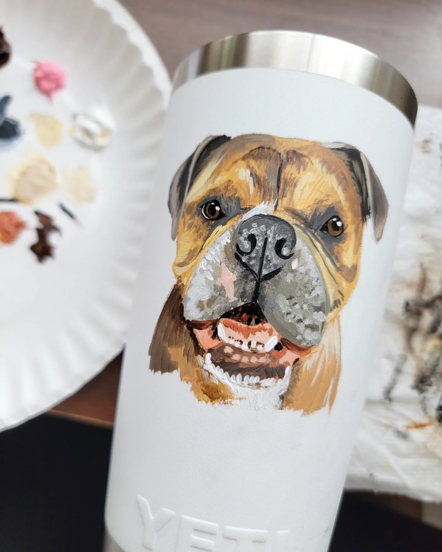 Hand Painted Pet Portrait Tumblers SOLD OUT ONLY AVAILABLE ON ETSY