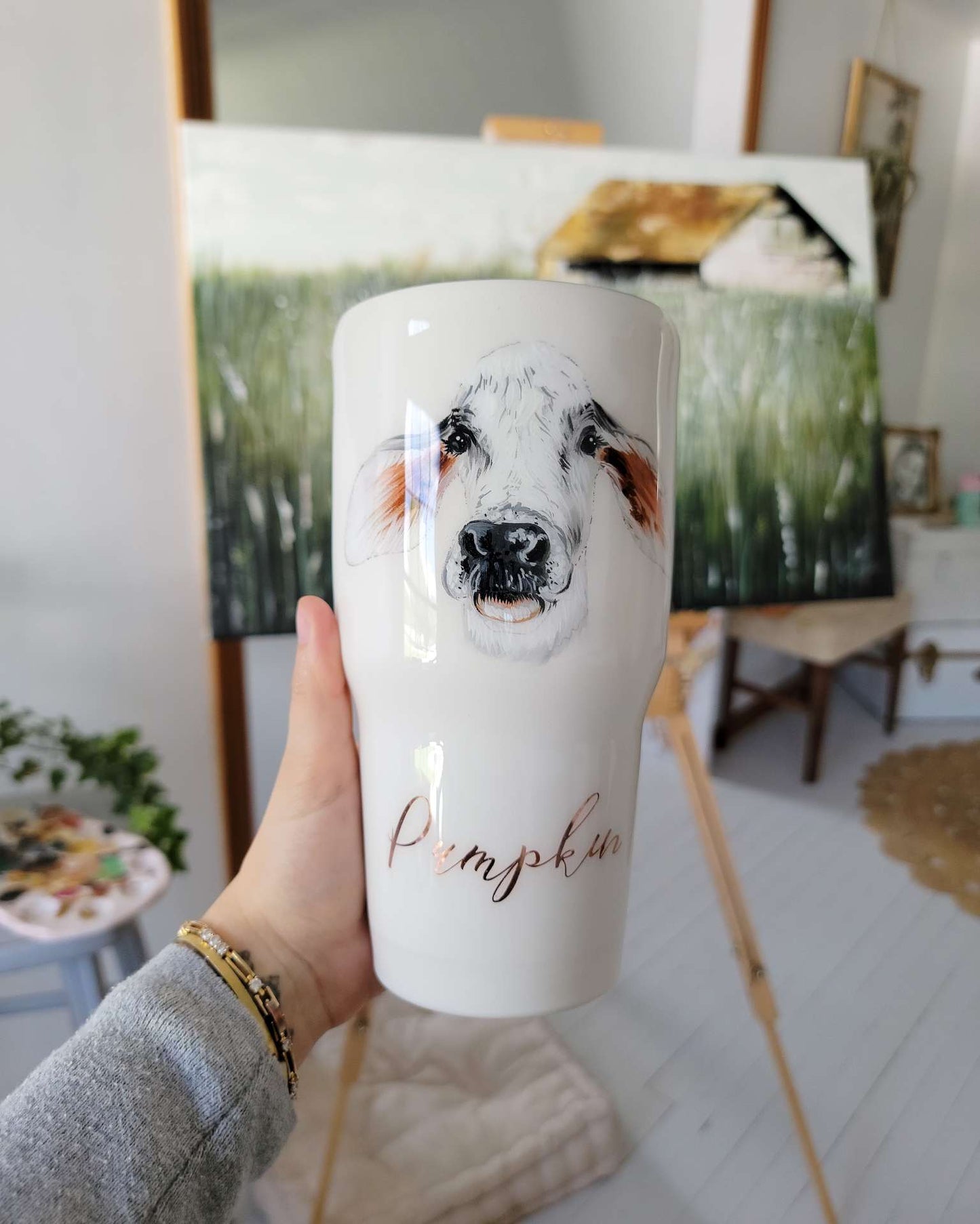 Hand Painted Pet Portrait Tumblers SOLD OUT ONLY AVAILABLE ON ETSY