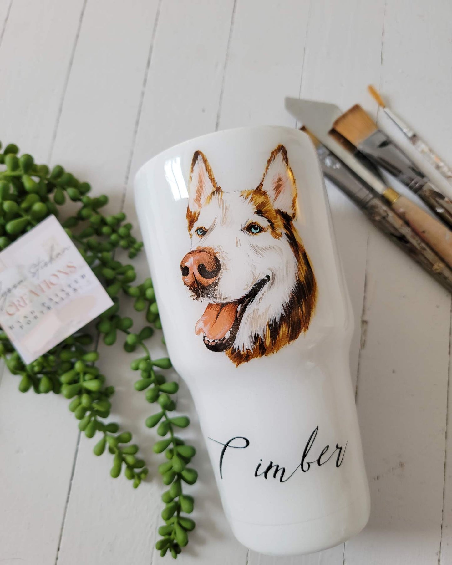 Hand Painted Pet Portrait Tumblers SOLD OUT ONLY AVAILABLE ON ETSY